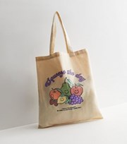 New Look Cream Happy Fruit Squeeze the Day Canvas Tote Bag